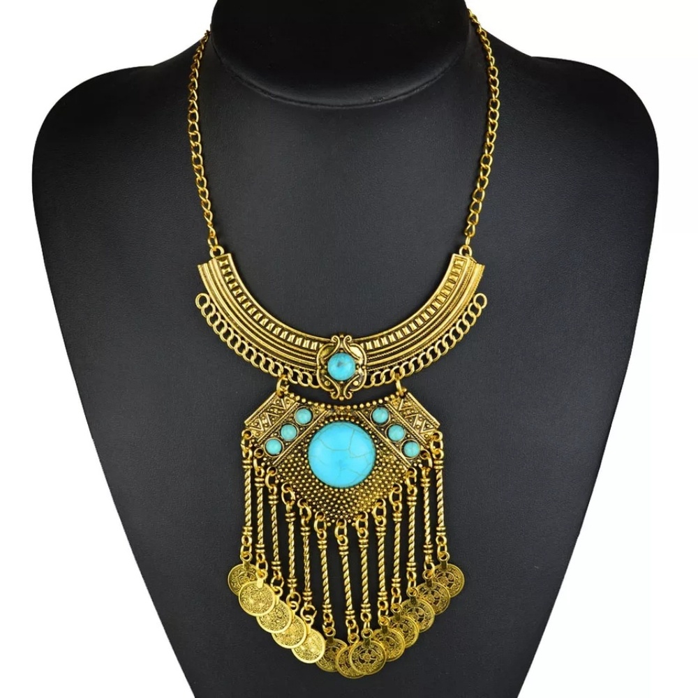 Faux Gold necklace with stones. Fun for summer